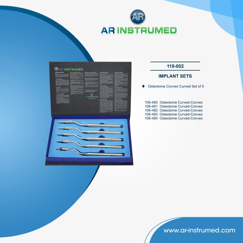 AR INSTRUMED dental straight osteotomes set stainless steel UK dental instrument convex shaped tip implant sinus lift bone condensation tool