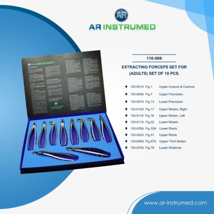 AR INSTRUMED adults 10 pcs dental extracting forceps set stainless steel curved serrated UK dental extraction instrument