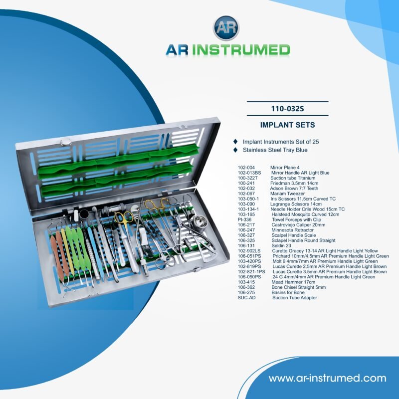 AR INSTRUMED 25 PCS surgical implant instruments set stainless steel UK dental instrument implant surgery orthodontic procedure tool kit