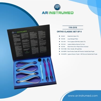 AR INSTRUMED 8 piece ortho classic set stainless steel UK dental instrument cutters pliers ligature tools orthodontic kit instruments