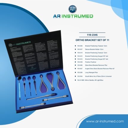 AR INSTRUMED 11 piece orthodontic bracket set stainless steel UK dental instrument bracket tweezers gauges positioner orthodontic kit instruments