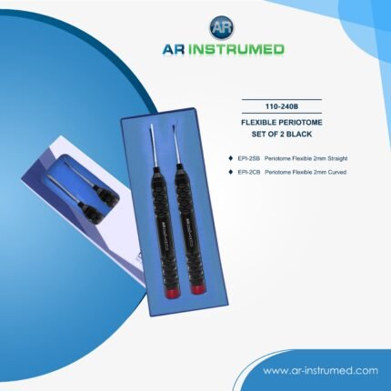 AR INSTRUMED dental flexible periotome set straight curved 2mm stainless steel black tips UK dental instruments periodontal ligament separation tool