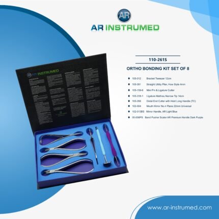 AR INSTRUMED 8 piece orthodontic bonding set stainless steel UK dental instrument tweezers pliers cutters orthodontic bonding kit instruments