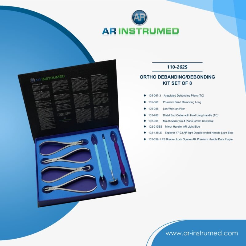 AR INSTRUMED 8 piece TC ortho debanding set stainless steel UK dental instrument bracket removal pliers cutters orthodontic kit instruments