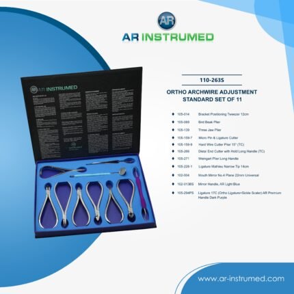 AR INSTRUMED 11 piece orthodontic archwire adjustment set stainless steel UK dental instrument pliers cutters tweezers scalers orthodontic kit