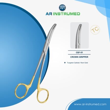 AR INSTRUMED wynman dental crown gripper forcep stainless steel UK dental instrument tungsten carbide tips curved serrated jaws crown removal tool